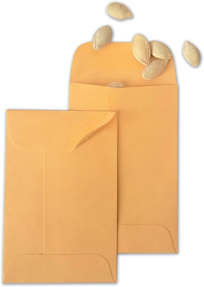 500 PCS #1 Coin Envelopes, 2-1/4” x 3-1/2” inches Brown Kraft Envelopes Classic Small Parts Envelopes with Self Adhesive Gummed Flap for Coins, Cash, Credit Cards, Seeds