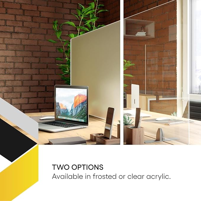 OBEX Acrylic Free Standing Screen, Divider for Desk Privacy Home & Office Partitions for Table Top Workstation, Portable Cubicle Panel for Work, 12" x 48", Frosted