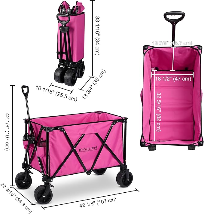 225L Large Capacity Folding Wagon Collapsible Cart for Camping Shopping Sports Makeup Artists Weddings Flea Markets