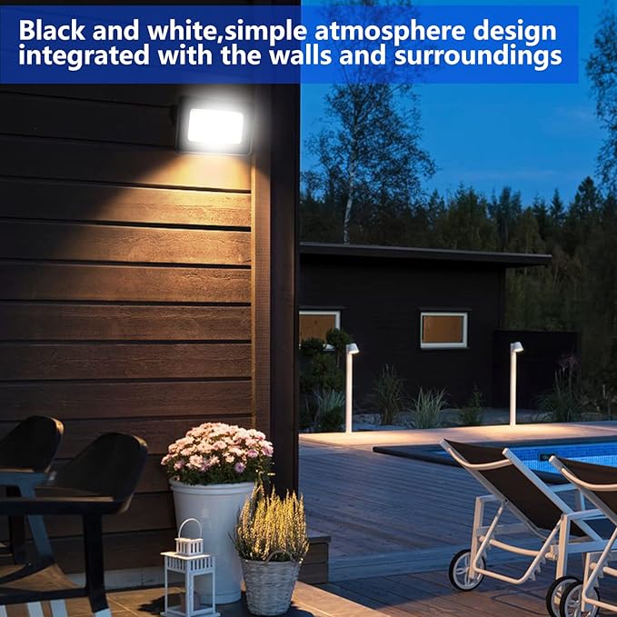 UFOND 3000 Lumen LED Flood Lights, Outdoor Waterproof Security Lights, 30W Floodlight with Plug, Adjustable Heads (2 Pack)