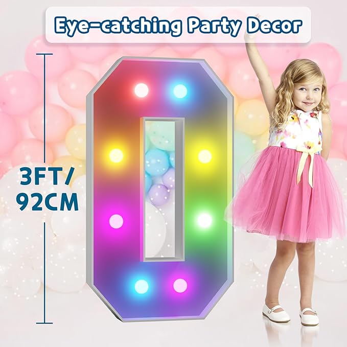 imprsv 3FT Colorful Marquee Letters O, 18 Colors Large Light up Letters Alphabet Sign with Remote, Big Marry Me Sign, Birthday Party Decorations Anniversary Wedding Decoration