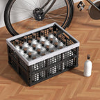 30L Large Plastic Folding Storage Crates, Collapsible Crates for Storage, Pack of 3 (Black)