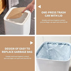 WanWanKa Mini White Plastic Trash Can, 2.6 Gallon Capacity, Slim Design, Anti-Odor, Easy to Clean, Suitable for Any Place
