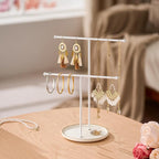 White Jewelry Holder Stand with Ceramic Tray: Small Hanging Necklace Organizer Tree for Earrings, Bracelets, Rings – Jewelry Display Hanger for Women & Girls, White