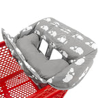 Love&go Soft Pillow Attached 2-in-1 Shopping Cart and High Chair Cover for Baby, Cotton Padded Cart Cover, Fold'n Roll Style, Portable with Carry Bag (Gray Elephant)