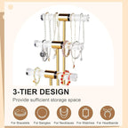 3-Tier Necklace Holder Bracelet Holder, Gold Acrylic Jewelry Display Stand Crystal T Bar Jewelry Organizer Gift for Women