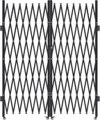 VEVOR Double Folding Security Gate, Lockable Scissor Gate with 360° Swivel Casters, Outdoor Barricade Steel Retractable Gates, for Entry Security, Garage, Warehouse & Pool, 145.67 x 86.81 in (W x H)
