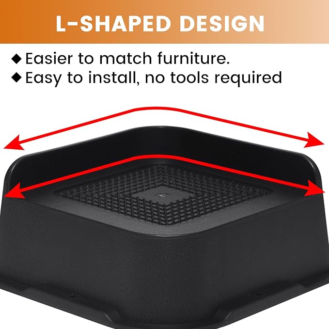 Bed Risers 2 inch, 3 inch, 4 inch, 6 inch or 8 inch Heavy Duty Furniture Risers, Up to 6000 Lbs L Shaped Design Bed Lifts Blocks for Couch Desk Sofa Table (Black, 2 Inch 6 Pack)