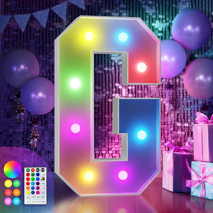 imprsv 3FT Colorful Marquee Letters G, 18 Colors Large Light up Letters Alphabet Sign with Remote, Big Marry Me Sign, Birthday Party Decorations Anniversary Wedding Decoration