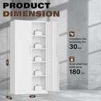 Incbruce 72” Metal Storage Cabinet, Locking Tall Steel Storage Cabinet with 2 Doors and 4 Adjustable Shelves for Garage, Home, Office (White)