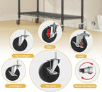 Storage Shelves Heavy Duty with Wheels,48"L x 20"W x 72"H Garage Wire Shelving Unit Loads 2000LBS,5-tier Adjustable Metal Industrial Utility Shelf Rack for Kitchen,Laundry,Pantry,Warehouse,Basement