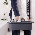 2-Pack Large Gray Cleaning Caddy for Cleaning Supplies with Handle - Portable Plastic Tote Organizer for Shower, Bathroom, Kitchen, Under Sink Storage