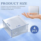 Acrylic Blocks 3 X 3 X 2 Inch 4 Pcs Acrylic Base Stand for Display Clear Block Square Riser Display Stands Pedestal Polished Cube for Jewelry trophy Props Collection Ring