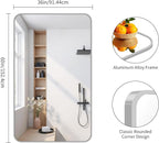 FORBATH 60x36 Inch Silver Bathroom Mirror for Over Sink, Large and Wide Rectangular Wall Mirror with Metal Frame, Rounded Corners for Bathroom, Bedroom, Entryway Decor (Horizontal or Vertical)