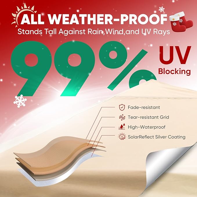 Sekey 10x10 Pop Up Canopy with One Push Setup-Easy Up Canopy with 99% UV Blocking - Instant Outdoor Sun Shade for Events, Parties, Camping- Commercial Gazebo with Weight Bags,Wind Proof&Waterproof