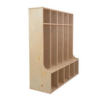 Factory Direct Partners 13141-NT Birch 5-Section Coat Locker with Bench, 5 Storage Cubbies and Coat Hooks - Natural