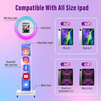JIYANG Portable Photo Booth Compatible with Any Ipad,Large Lightbox Ipad Photo Booth for Renting,Free Photo Booth Props,Software APP Control Ring Light (White, Large Light Box)