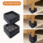 Bed Risers, Oversized Furniture Risers Fit Up to 5.5" Legs, 3 inch Raise Blocks for Bed Couch Desk Sofa Table Lifts, Furniture Legs Lifters Support up to 6000 Lbs (Black, 4 Pack Set)