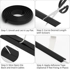 ZhiYo 3.6ft Cord Covers for Wires on Floor, Cord Hider Floor Hide Extension Cords, Soft PVC Cable Cover Cable Protector, Wire Cavity W0.62in H0.31in, White