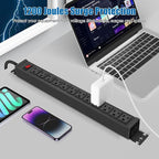 HHSOET 2Pack Rotating Mountable Power Strip, 12 Outlet Wall Mount Surge Protector, Metal Heavy Duty and Versatile Outlet Strip, Stylish Appearance, Sturdy and Durable. (2 Pack, 15FT)