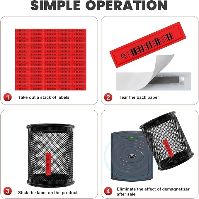 5000 Pieces of 58 kHz Acousto-Magnetic (AM) Security Tag Labels, Compatible with 58 kHz EAS Systems. Features Simulated Barcodes