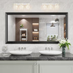 Amorho Bathroom Mirror Black, 60 X30 Inch Thick Metal Framed Wall Mirrors for Over 2 Sinks, Bedroom, Living Room, Entryway, Large Rectangle Wall-Mounted Mirrors.