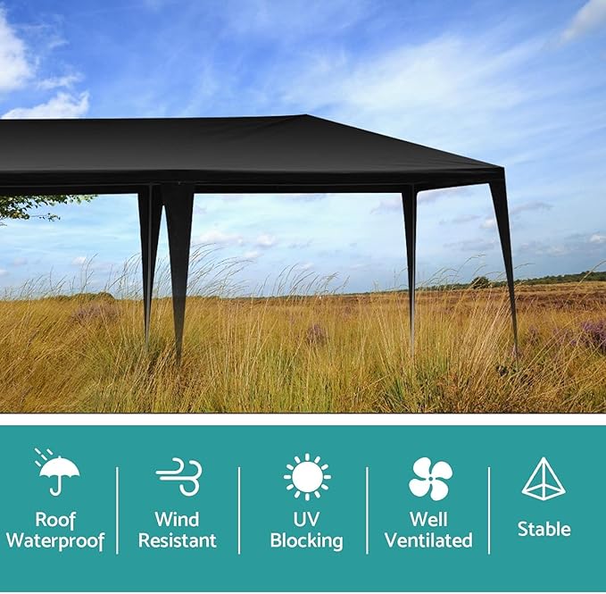 10x20 FT Party Tent, Outdoor Wedding Tents for Parties, Canopy Event Tent with 6 Removable Sidewalls, Waterproof Gazebo Shelter for Birthday Parties, Weddings, BBQs & Events (10X20FT-6Sides Black)