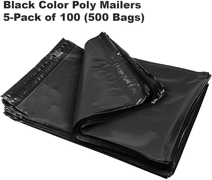 iMBAPrice 500-Pack Black Poly Mailers 14.5x19 Inch #6 Large Matte Black Color Poly Mailing Packing Envelopes Bags, Self Seal Adhesive Waterproof and Tear Proof (Total 500 Bags)