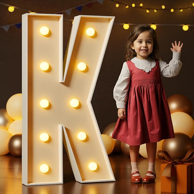 Marquee Letters 4 Feet Tall Large Light Up Letters K Happy Birthday Decorations Marry Me Engagement Party Decor Yellow Light Birthday Decorations Balloon Arch Kit Foam Sign K