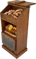 Peaceful Classics Wooden Bread & Veggie Storage Bin w/Lid, Decorative Potato & Onion Bin, Cherry