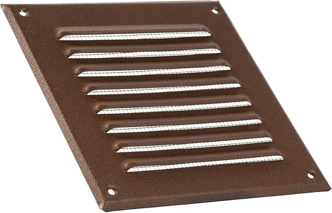 Vent Systems - 5 x 5 Inch (Inner) Pack of 2 Brown Metal Square Soffit Air Vent Grille Cover, Register Vent Deflector Louver Built-in Mesh HVAC for Bathroom Home Office Kitchen 6.5" x 6.5" (Outer)