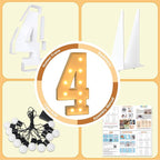 imprsv 4FT Marquee Numbers, Light Up Numbers 4 for 40th Birthday Decorations, Marquee Light up Letters Anniversary Party Decor, Pre-Cut Foam Board Kit
