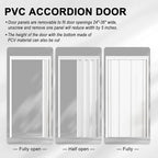 24"-36" x 80 Accordion Doors Interior Folding Door, PVC Accordion Door with 1 Frosted Acrylic Glass with Upgraded Roller & Handle & Complete Hardware, for Closet Bathroom Doorways, White