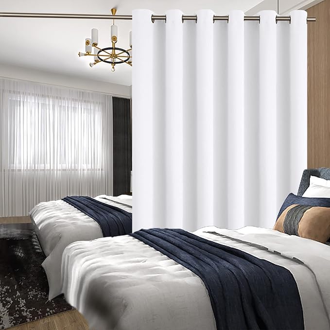 BGment Room Darkening Curtains for Living Room 84 Inches Long, Extra Wide Glass Sliding Door Curtains, Thick Thermal Insulated Privacy Drape, 1 Panel, Pure White, 120 Inch Wide
