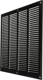 Repa Market Air Vent Cover 16x12 Inch (Outer Dimensions) Black Galvanized Steel Louvered Grill Cover with Mesh Screen/Wall or Ceiling Vent/HVAC Register for Indoor and Outdoor Ventilation