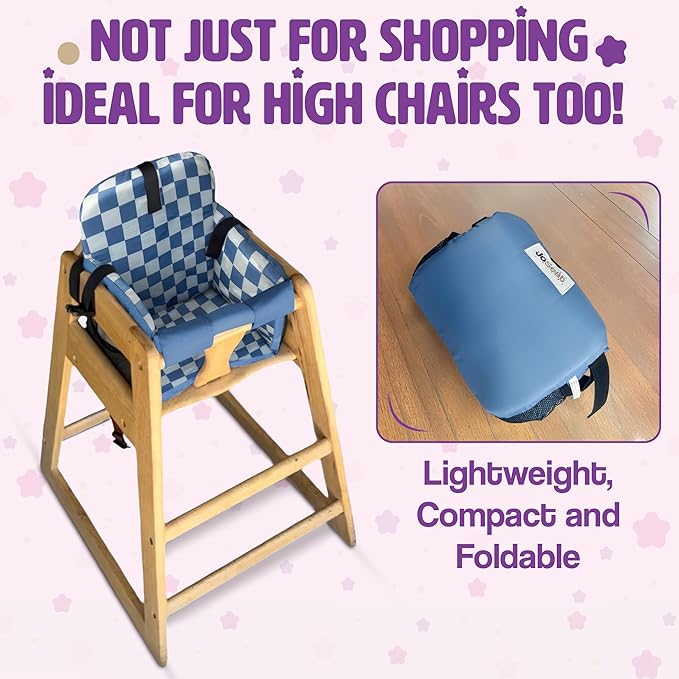 Shopping Cart Cover for Baby, High Chair Cover, Grocery Cart Cover, Cart Seat Cover for Baby, Shopping Cart Seat, Shopping Cart Cover for Baby Girl, Shopping Cart Cover for Baby Boy (Blue Checkered)