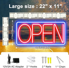 22" X 11" Led Neon Open Signs for Business, Large Open Signs, Plug In Electric Light Up with ON/OFF Switch, Ultra Bright Open Sign for Bar Salon Coffee Stores Club Hotel