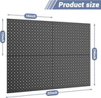 WALMANN 4-Pack 12"x16" Metal Pegboard Panels for Garage, Tool Organizer Pegboard for Pegboard Hooks - Compatible with 1/8" & 1/4" Hooks(Black)