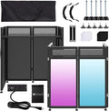 DJ Facade Booth Table 40" x 20" - Portable Detachable DJ Booth Table Station with Computer Bracket Surface & Cable Hole, Foldable DJ Table Includes Black/White Scrims & Carry Bag for Party