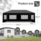 10x20 FT Party Tent, Outdoor Wedding Tents for Parties, Canopy Event Tent with 6 Removable Sidewalls, Waterproof Gazebo Shelter for Birthday Parties, Weddings, BBQs & Events (10X20FT-6Sides Black)