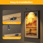 2 Pack Zoomable Picture Light Spotlight,Plug in LED Picture Lights for Wall 3000K Photo Frame Light with Remote Control Art Lighting for Paintings Black Mini Accent Spotlights for Gallery