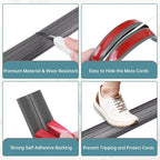 Floor Cord Cover Self Adhesive Cord Hider Floor Extension Cord Covers for Floor Power Cord Protector Cable Management Prevent Cable Trips Cable Cavity 0.47" W x 0.27" H (Deep Grey Wood, 10Ft)