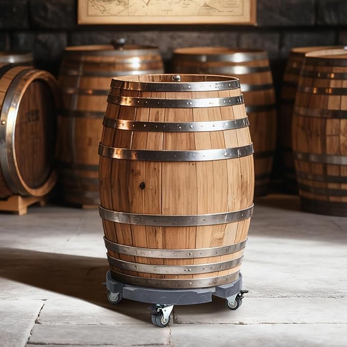 Trash Can Dolly Wheels, Adjustable 15-19 Inch Round Roller with Locking Wheels 440 LBS Heavy Duty Drum Cart Multi Function Rolling Dollies Stand Plant Caddy(2 Packs, Grey)