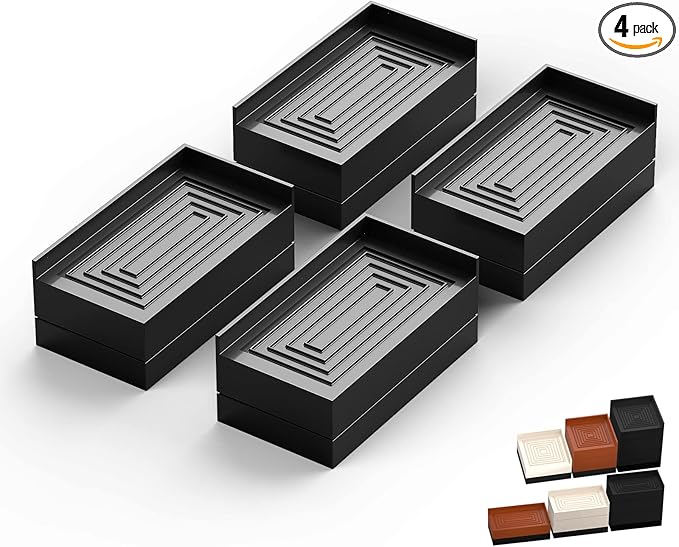 Furniture Risers, Tclouda Bed/Sofa/Desk/Table/Chair Leg/Fridge Lifts to 1.5, 3 and 4 in, Rectangle Adjustable Risers Blocks for Extenders, Heavy Duty Supports Up to 1300 Lbs, 1.5 in-Black-Rectangle