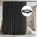 Room Divider Curtains with Flexible Ceiling Tracks Set,Blackout Curtain Ceiling Mount Curtain Track Privacy Room Dividers Ceiling Track Curtain Rod(Black Drape & Black Rail W 12.5 × H 9 FT)