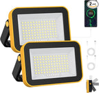 2 Pack 40W Rechargeable Work Light, 2400LM LED Work Light Battery Powered, Portable Flood Light with Stand Waterproof Job Site Lighting for Camping, Fishing, Hiking, Car Repaire with Emergency