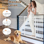62.2-71.6" Extra Wide Baby Gate for Stairs No Drilling, 30" Tall Auto Close Press Mounted Dog Gates for Doorways, Adjustable Width Walk Through Long Gates for Kids or Pets, White