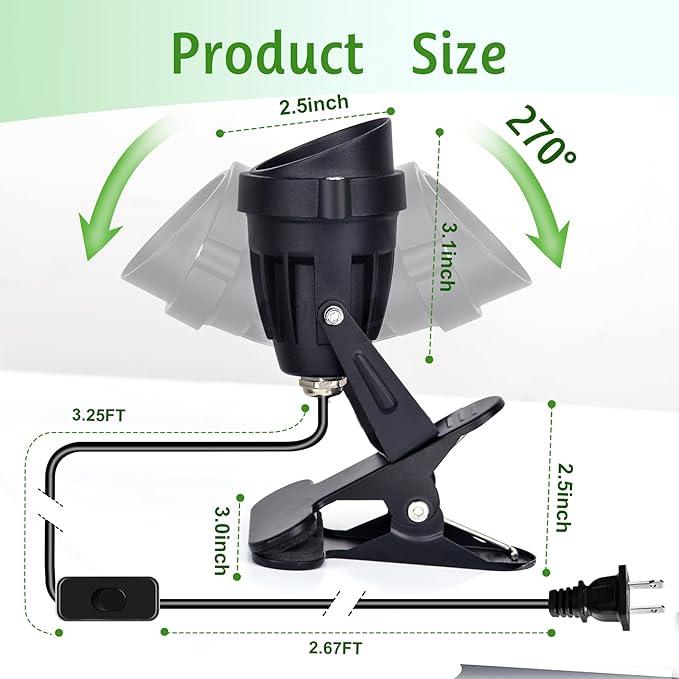 Spot Lights Clamp Indoor Spotlights, 7W Clip on Lights Daylight White Uplights with 6FT Cord and Switch for Trade Show, Workshop, Billboard, Desk Lighting (2 Pack)