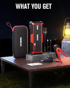 GOOLOO GP4000 4000A Peak Car Battery Jump Starter, Portable Battery Booster for Up to All Gas or 10L Diesel Engine, SuperSafe 12V Lithium Jump Box Power Pack with Jumper Cable,Red