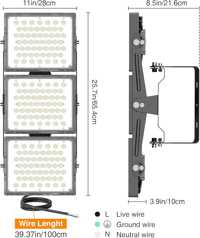 2025 Elite New Upgraded LED Flood Light Outdoor 450W 67500lm Stadium Flood Lights, 5000K D IP66 Waterproof Adjustable Floodlight for Street, Parking Lot